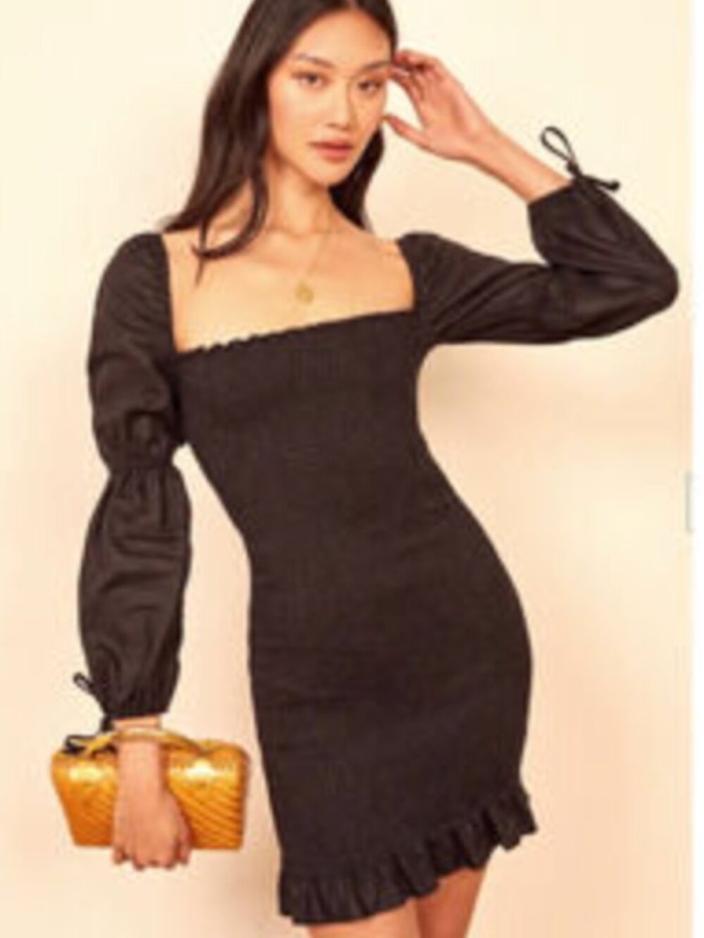 Reformation Black Linen Mini Dress